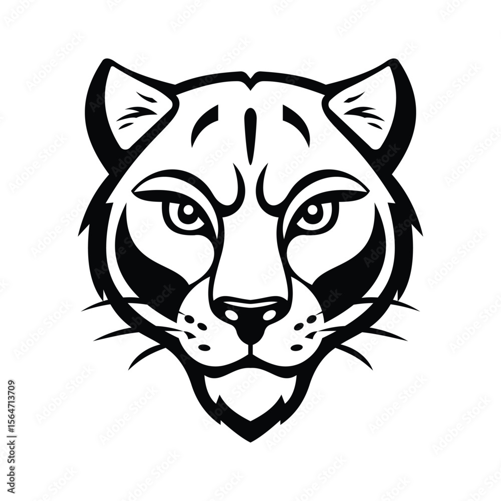 Obraz premium A roaring glyph icon of tiger head mascot