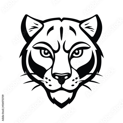 A roaring glyph icon of tiger head mascot