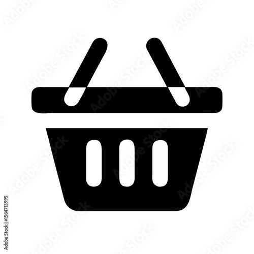 Black  grocery basket icon in minimalist style  