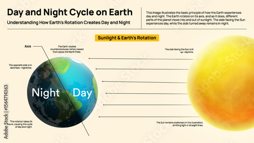 Day and Night Cycle - Earth’s Rotation and Sunlight Explained with Visuals