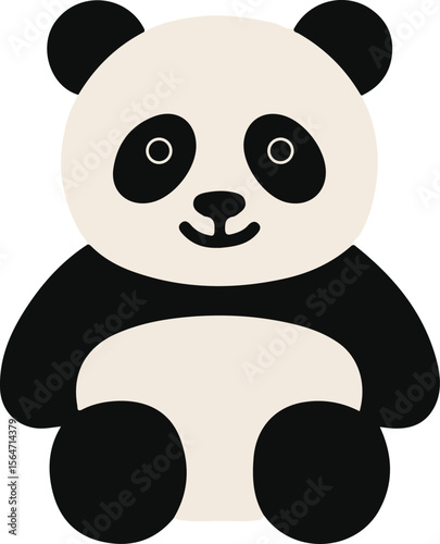 A cute flat-style illustration of a panda sitting upright. Perfect for zoo-themed learning, preschool flashcards, and children’s animal content.