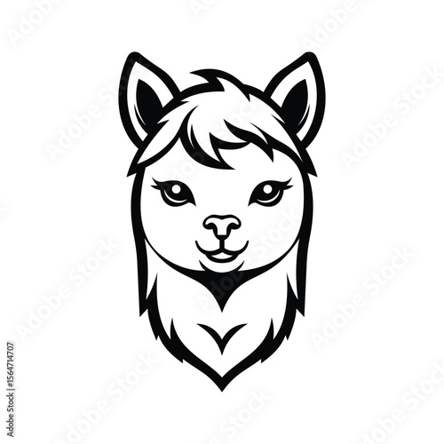A woolly glyph icon of alpaca mascot head