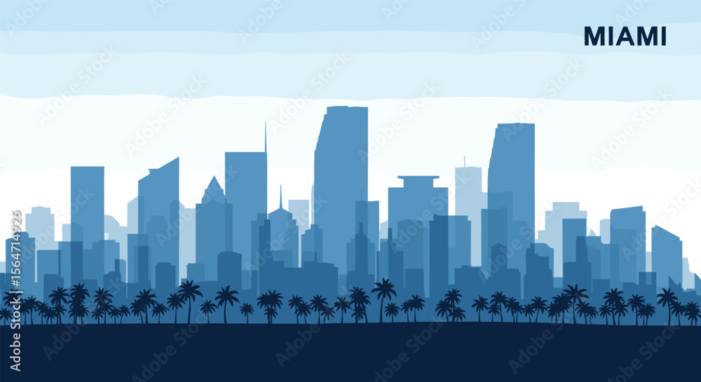 Fototapeta premium A Beautiful Cityscape of Miami in Blue
