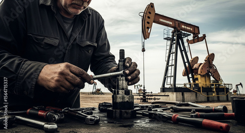 Oil Rig Worker Maintenance Scene