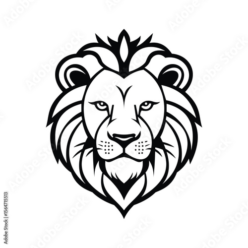 A strong glyph icon of lion mascot icon