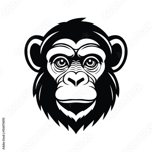 Ready to use glyph icon of chimpanzee mascot