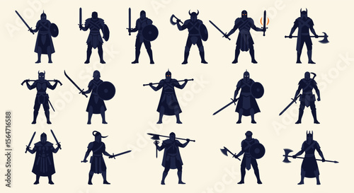 Pixel Art Collection of Medieval Warriors and Soldiers