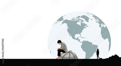 Global Burden Man Thinking About The World