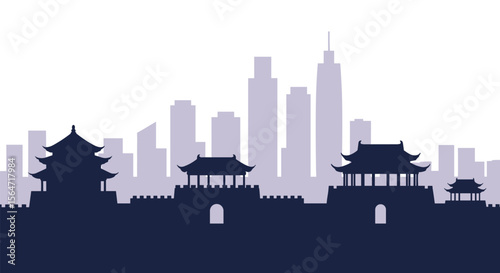 Ancient Meets Modern Cityscape in China