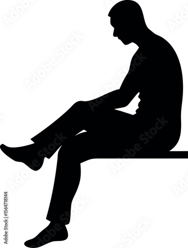  silhouette of a man sitting on edge with legs dang