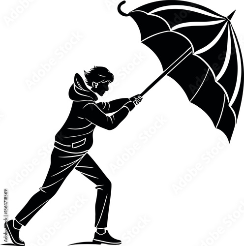 silhouette of a man with umbrella