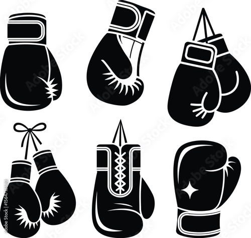 Boxing Gloves Collection: Fight Sport, Training & Combat Equipment Icons