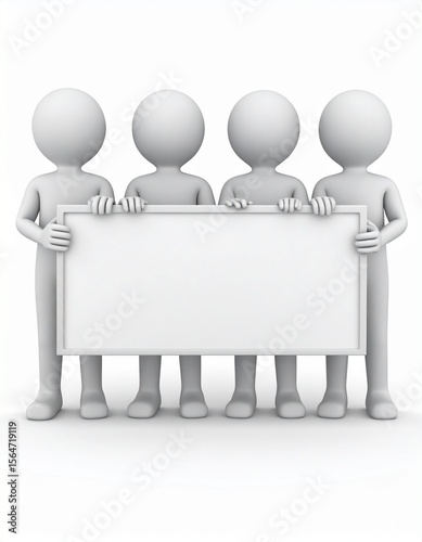group of people holding blank sign