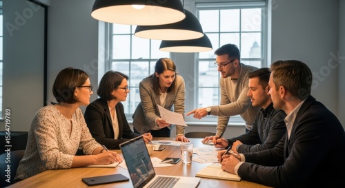 Team of professionals collaborating effectively during a business meeting