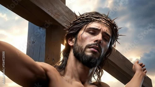 Jesus Christ died on the cross bible scene concept.