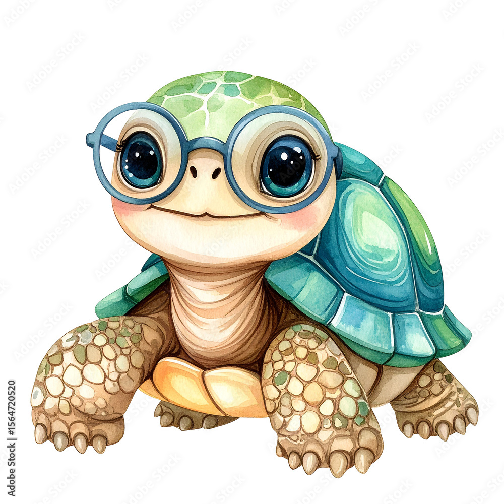 Fototapeta premium Cute Turtle with Glasses