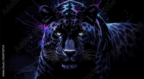 An intense illustration of a panther in motion, surrounded by abstract ink splashes that enhance its power and mystique. A perfect symbol of strength and stealth.