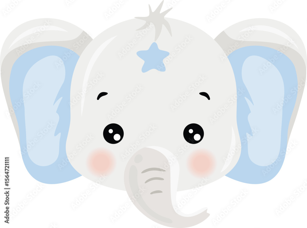 Obraz premium Adorable Baby Boy Elephant Head Illustration