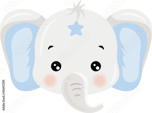 Adorable Baby Boy Elephant Head Illustration