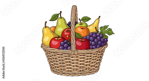 A Bountiful Harvest A Vibrant Collection of Fresh Fruits in a Rustic Woven Basket