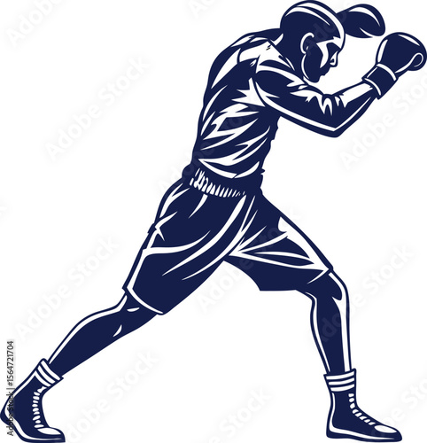  silhouette of a boxer in a fighting stance power.
