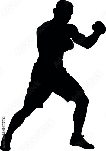 Silhouette of a Boxer in Fighting Stance 
