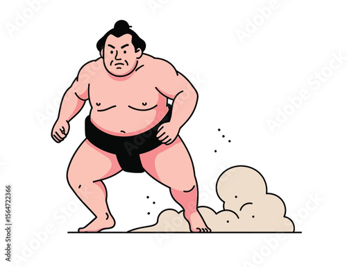 Angry Sumo Wrestler in Fighting Stance 