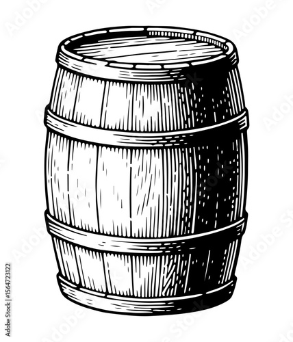 Barrel vector engraving style illustration