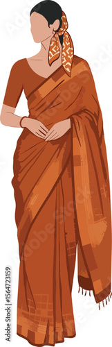 Elegant woman in traditional Indian saree attire showcasing cultural heritage and timeless fashion style