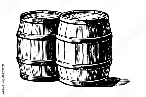 Barrel vector engraving style illustration