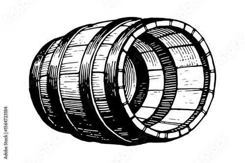 Barrel vector engraving style illustration