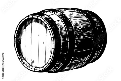 Barrel vector engraving style illustration