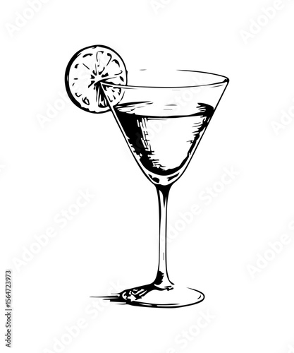 Alcoholic drinks vector engraving style illustration