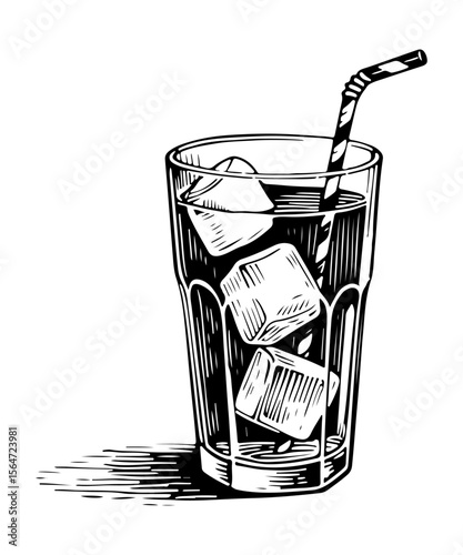 Alcoholic drinks vector engraving style illustration