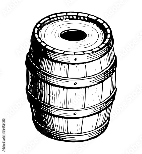 Barrel vector engraving style illustration