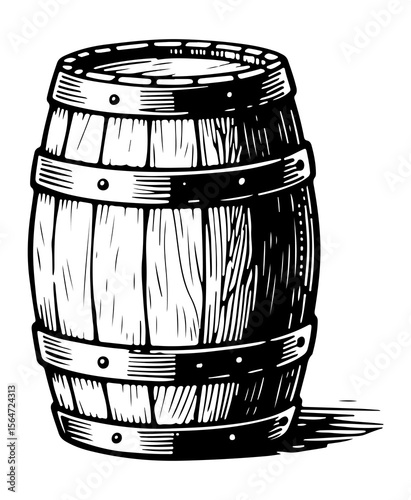 Barrel vector engraving style illustration