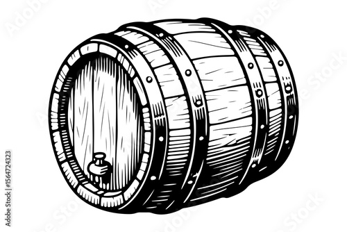 Barrel vector engraving style illustration