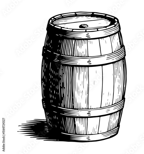 Barrel vector engraving style illustration