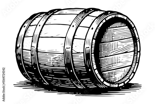 Barrel vector engraving style illustration