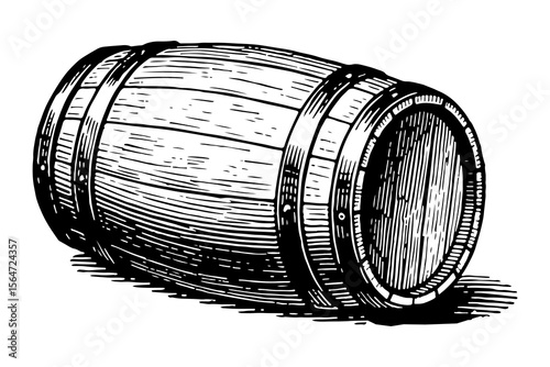 Barrel vector engraving style illustration