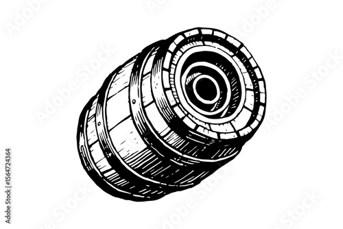 Barrel vector engraving style illustration