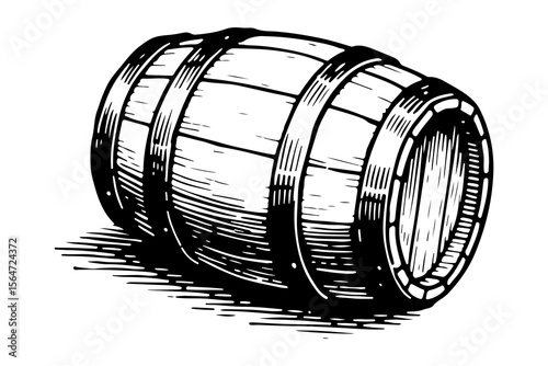 Barrel vector engraving style illustration