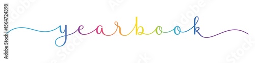 YEARBOOK colorful brush calligraphy banner with swashes on transparent background