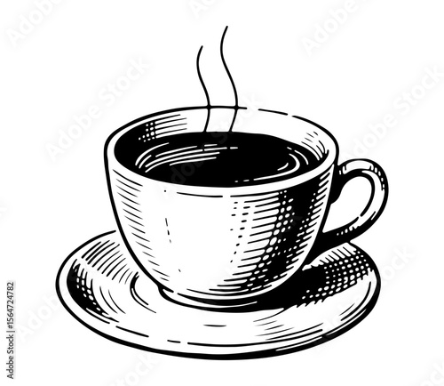 Coffee vector engraving style illustration