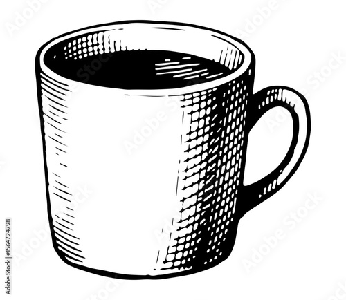 Coffee vector engraving style illustration