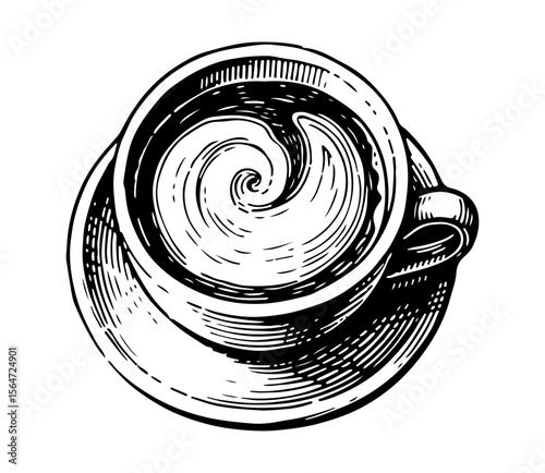 Coffee vector engraving style illustration