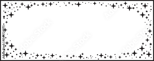 Elegant rectangular vector frame featuring star decorations creates a classic look, ideal for invitations, certificates and custom text.