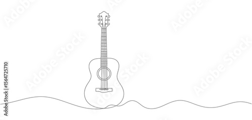 One Line Drawing of an Acoustic Guitar