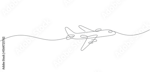 One Line Drawing of an Airplane in Flight
