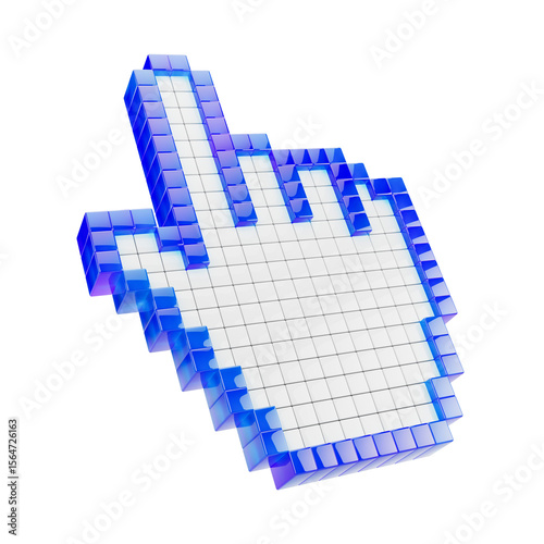 3d Click Pixel cursor or computer mouse pointer hand icon